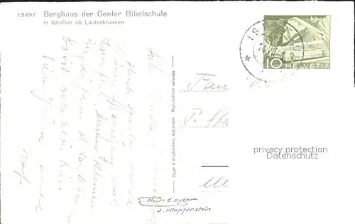 Isenfluh Berghaus der Genfer Bibelschule ob Lauterbrunnen Kat. Isenfluh