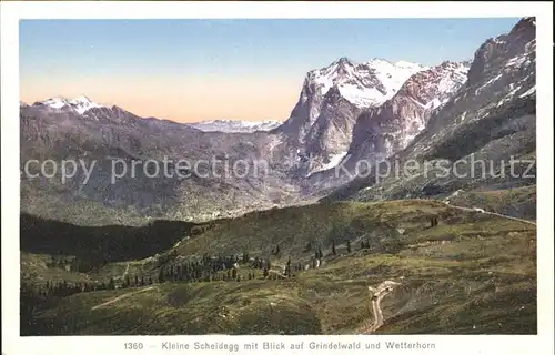 Kleine Scheidegg Wengen mit Grindelwald und Wetterhorn Kat. Scheidegg Kleine