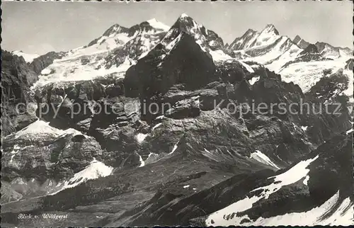 Wetterhorn Lauterbrunnen Blick vom Wildgerst mit Schreickhorn Kat. Lauterbrunnen Wetterhorn