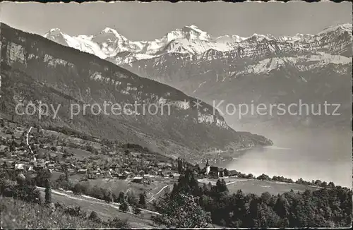 Sigriswil Thunersee mit Eiger Moench Jungfrau Kat. Sigriswil