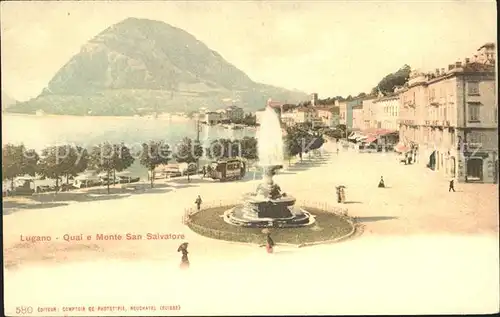 Lugano TI Quai e Monte San Salvatore Kat. Lugano
