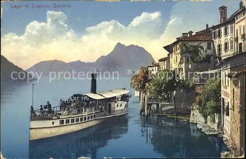 Gandria Lago di Lugano Haeuser am See mit Dampfer Kat. Gandria