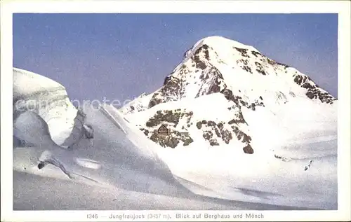 Jungfraujoch mit Berghaus und Moench Kat. Jungfrau