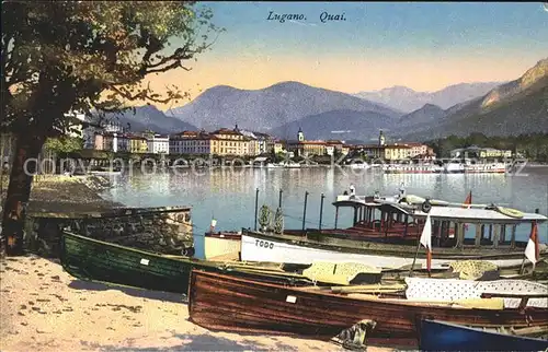 Lugano TI Boote am Quai Kat. Lugano