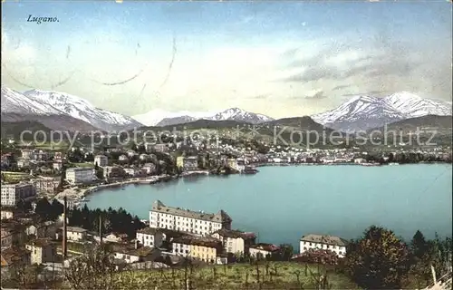 Lugano TI Veduta generale Lago Luganersee Alpen Kat. Lugano