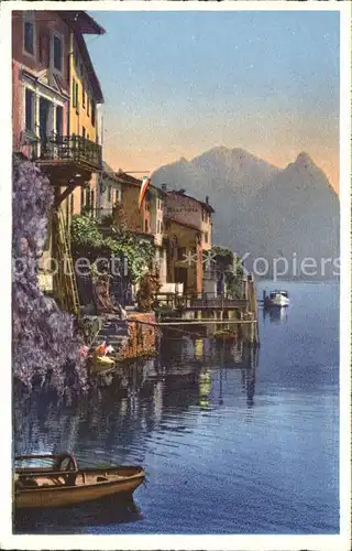 Gandria Lago di Lugano Uferpartie Luganersee Kat. Gandria