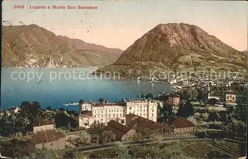 Lugano TI Lago e Monte San Salvatore Luganersee Kat. Lugano