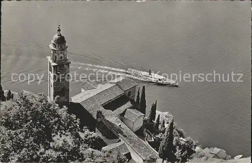 Morcote TI Chiesa Lago di Lugano Blick auf Luganersee Faehre Kat. Morcote