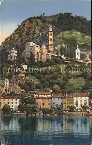 Morcote TI Lago di Lugano Ansicht vom Luganersee aus Kirche Kat. Morcote