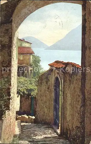 Gandria Lago di Lugano Gasse Luganersee Kat. Gandria