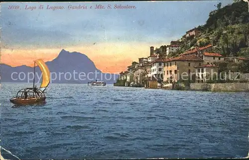 Gandria Lago di Lugano e Monte San Salvatore Segelboot Dampfer Kat. Gandria