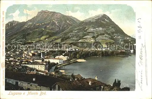 Lugano TI e Monte Bre Lago die Lugano Luganersee Kat. Lugano