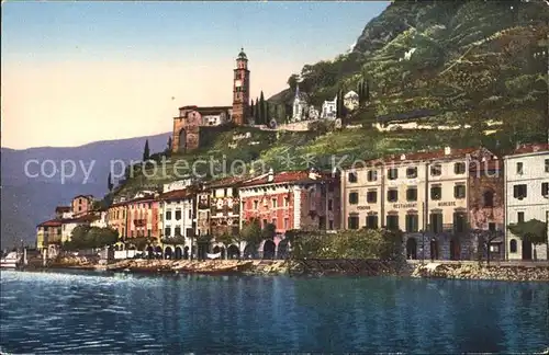 Morcote TI Lago di Lugano Ansicht vom Luganersee aus Kat. Morcote