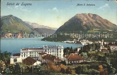 Lugano TI Panorama Lago di Lugano Monte San Salvatore Luganersee Kat. Lugano