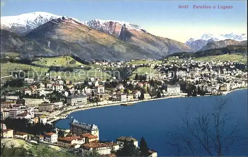 Paradiso Lago di Lugano Panorama Luganersee Alpen Kat. Paradiso