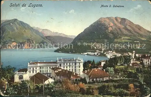 Lugano TI Lago di Lugano e Monte San Salvatore Luganersee Kat. Lugano