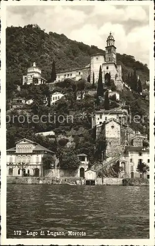 Morcote TI Lago di Lugano Ansicht vom Luganersee aus Kat. Morcote