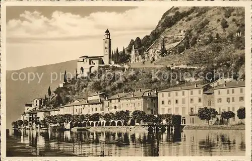 Morcote TI Lago di Lugano Ansicht vom Luganersee aus Kat. Morcote