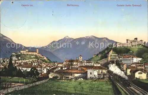 Bellinzona Castello Uri Castello Switto Dampflokomotive Alpen Kat. Bellinzona