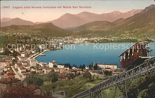 Lugano TI Colla ferrovia funicolare del Monte San Salvatore Bergbahn Alpen Luganersee Kat. Lugano