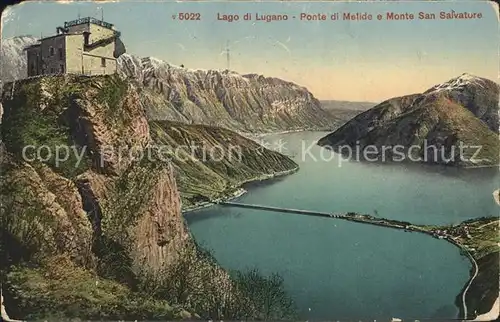 Lugano TI Monte San Salvatore Ponte di Melide Lago di Lugano Luganersee Kat. Lugano