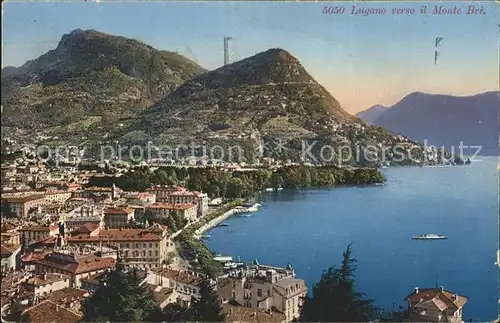Lugano TI Panorama verso il Monte Bre Lago di Lugano Luganersee Kat. Lugano