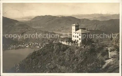 Lugano TI Kulm Hotel Monte Bre Blick gegen Monte Rosa Kat. Lugano