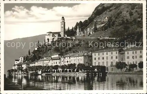Morcote TI Lago di Lugano Ansicht vom Luganersee aus Kat. Morcote