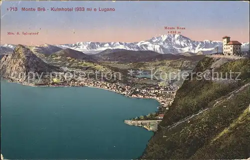 Lugano TI Monte Bre Kulmhotel Lago di Lugano Luganersee Alpenpanorama Kat. Lugano