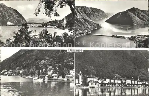 Bissone Lago di Lugano Teilansichten Ponte di Melide Luganersee Kat. Bissone
