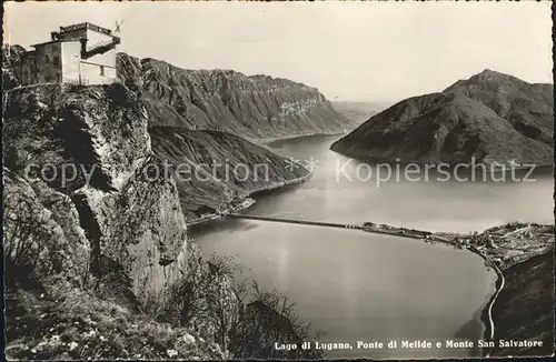 Lugano TI Monte San Salvatore Ponte di Melide Lago di Lugano Luganersee Kat. Lugano