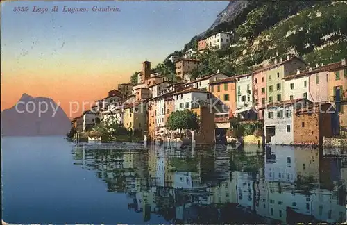 Gandria Lago di Lugano Ansicht vom Luganersee aus Monte San Salvatore Kat. Gandria