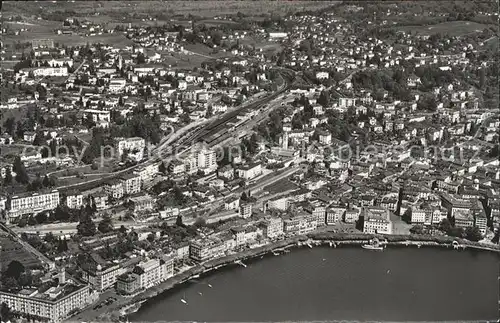 Lugano TI Veduta aerea Lago di Lugano Luganersee Kat. Lugano