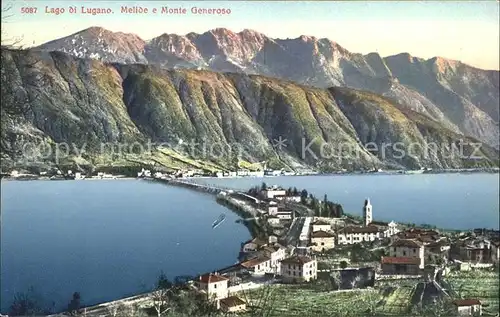 Lugano TI Lago di Lugano Ponte di Melide e Monte Generoso Kat. Lugano