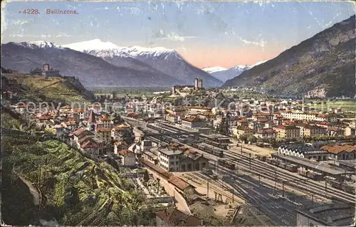 Bellinzona Gesamtansicht Bahnhof Alpenpanorama Kat. Bellinzona