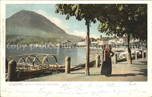 Lugano TI Quai Lago di Lugano Monte San Salvatore Uferpromenade Luganersee Kat. Lugano