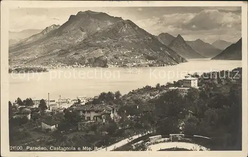 Paradiso Lago di Lugano Castagnola e Monte Bre Luganersee Kat. Paradiso