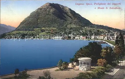 Lugano TI Quai Lago di Lugano Padiglione dei concerti Monte Salvatore Luganersee Kat. Lugano