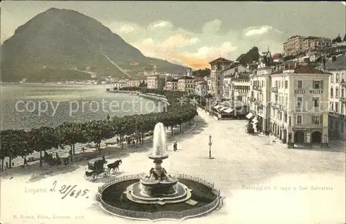 Lugano TI Passeggiata al lago Fontana Monte San Salvatore Luganersee Kat. Lugano