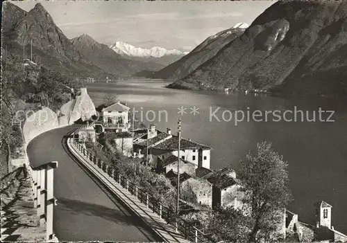 Gandria Lago di Lugano e strada Luganersee Alpenpanorama Kat. Gandria