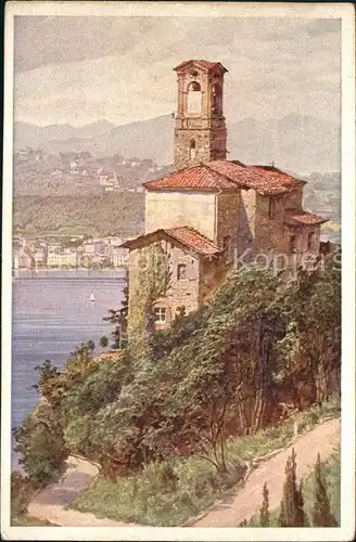 Castagnola Cassarate Chiesa Lago di Lugano Kuenstlerkarte Kat. Castagnola
