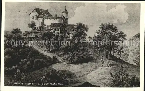 Arlesheim Schloss Birseck vor der Zerstoerung 1792 Kuenstler G. Monbaron Kat. Arlesheim