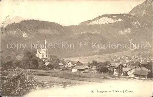 Lungern Blick auf Obsee Kirche Alpen Kat. Lungern