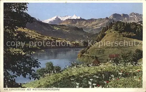 Lungern Lungernsee mit Wetterhorngruppe Kat. Lungern