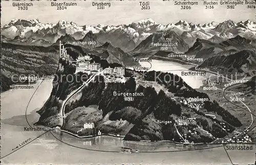 Buergenstock Alpenpanorama aus der Vogelschau / Buergenstock /Bz. Nidwalden