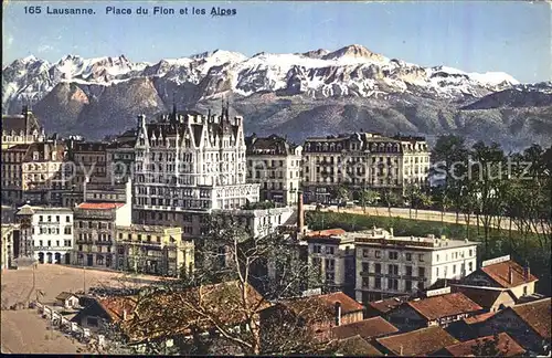 Lausanne VD Place du Flon et les Alpes Kat. Lausanne