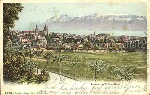 Lausanne VD mit See und Alpen Kat. Lausanne
