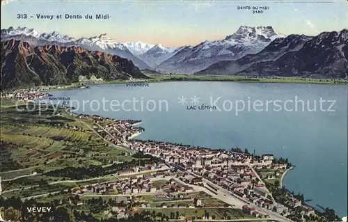 Vevey VD Panoramakarte Alpen und Lac Leman Kat. Vevey