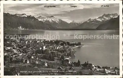 Vevey VD avel Lac Leman et Dents du Midi  Kat. Vevey