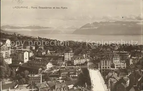 Lausanne VD Pont Bessieres et les Alpes Kat. Lausanne